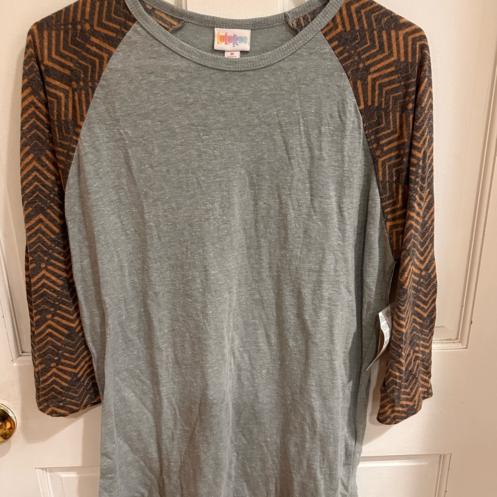 LuLaRoe Gray Top with Brown Accents